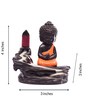 Brown Meditating Monk Buddha Smoke Fountain with 10 Backflow Cone Decorative Incense Holder