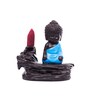 Brown Meditating Monk Buddha Smoke Fountain with 10 Backflow Cone Decorative Incense Holder
