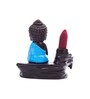 Brown Meditating Monk Buddha Smoke Fountain with 10 Backflow Cone Decorative Incense Holder