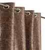 Brown Poleyster Camrin Leaves 5 Feet Semi Transperency Ring Top Window Curtains 2Pcs
