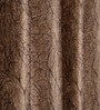 Brown Poleyster Camrin Leaves 5 Feet Semi Transperency Ring Top Window Curtains 2Pcs