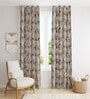 Brown Poleyster Camrin Leaves 7 Feet Semi Transperency Ring Top Door Curtains 2Pcs