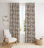 Brown Poleyster Camrin Leaves 9 Feet Semi Transperency Ring Top Long Door Curtains 2Pcs