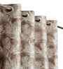 Brown Poleyster Camrin Leaves 9 Feet Semi Transperency Ring Top Long Door Curtains 2Pcs