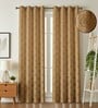 Brown Poleyster Floral 5 Feet Semi Transperency Ring Top Window Curtains 2Pcs