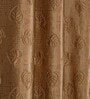 Brown Poleyster Floral 5 Feet Semi Transperency Ring Top Window Curtains 2Pcs