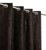 Brown Poleyster Floral 9 Feet Semi Transperency Ring Top Long Door Curtains 2Pcs