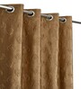 Brown Poleyster Floral 9 Feet Semi Transperency Ring Top Long Door Curtains 2Pcs