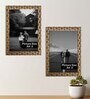 Brown Polysynthetic Wood Triangle Designed Photo Frames Wall Mount