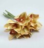 Brown Polyurethane Cymbedium Orchids Bunche Artificial Flowers