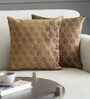 Brown Geometric Poly Viscose 16 x 16 Inches Cushion Covers (Set of 2)