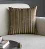 Brown Striped Poly Viscose 16 x 16 Inches Cushion Cover
