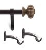 Brown Pomegranate Iron Expandable 1 Curtain Rod with Accessories ( 36 to 66 Inches)