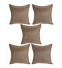 Brown Solid Jute 16 x 16 Inches Cushion Covers (Set of 5)