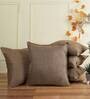Brown Solid Jute 16 x 16 Inches Cushion Covers (Set of 5)