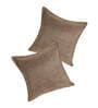 Brown Solid Jute 18 x 18 Inches Cushion Covers (Set of 2)