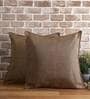 Brown Solid Jute 18 x 18 Inches Cushion Covers (Set of 2)