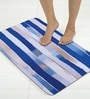 Blue Strip Printed Rubber 22x14 Inches Anti Skid Bath Mat
