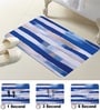 Blue Strip Printed Rubber 22x14 Inches Anti Skid Bath Mat