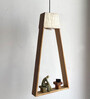 Dark Papier-Mache Brown Wood Hanging Light