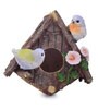 Brown Resin Bird House with 2 Birds