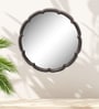 Brown Round Metal Wall Hanging Mirror