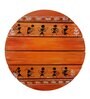 Brown Round Warli Arthandmade Wooden Wall Art