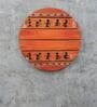 Brown Round Warli Arthandmade Wooden Wall Art