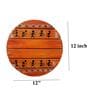 Brown Round Warli Arthandmade Wooden Wall Art