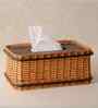 Brown Rustic Charm Tissue Box Handcrafted From Willow Wicker And Wood