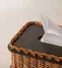 Brown Rustic Charm Tissue Box Handcrafted From Willow Wicker And Wood