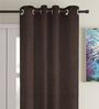 Brown Satin Solid 7FT Light Filtering Eyelet Door Curtains (Pack of 2)