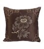 Brown Satin Floral 16x16 inches Cushion Covers (Pack of 2)