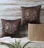 Brown Satin Floral 16x16 inches Cushion Covers (Pack of 2)