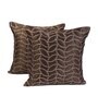 Brown Satin Floral 16x16 inches Cushion Covers (Pack of 2)