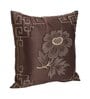 Brown Satin Floral 16x16 inches Cushion Covers (Pack of 2)
