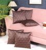 Brown Satin Geometric 16x16 inches (Set of 5) Cushion Covers