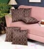 Brown Satin Geometric 16x16 inches (Set of 5) Cushion Covers