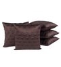 Brown Satin Geometric 16x16 inches (Set of 5) Cushion Covers