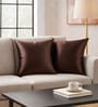 Brown Satin Solid 40x40 inches Cushion Covers Set of 2