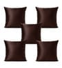 Brown Satin Solid 40x40 inches Cushion Covers Set of 5