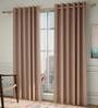 Brown Solid Poly Cotton 5 Ft Light Filtering Eyelet Window Curtains (Set of 2)