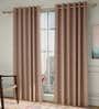 Brown Solid Poly Cotton 7 Ft Light Filtering Eyelet Door Curtains (Set of 2)