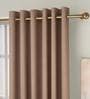 Brown Solid Poly Cotton 7 Ft Light Filtering Eyelet Door Curtains (Set of 2)