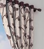 Brown Floral Polyester 5 Ft Semisheer Eyelet Window Curtains (Set of 2)