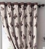 Brown Floral Polyester 7 Ft Semisheer Eyelet Door Curtains (Set of 2)