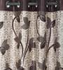 Brown Floral Polyester 7 Ft Semisheer Eyelet Door Curtains (Set of 2)