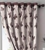 Brown Floral Polyester 9 Ft Semisheer Eyelet Door Curtains (Set of 2)