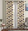 Brown Floral Polyester 9 Ft Semisheer Eyelet Door Curtains (Set of 2)
