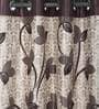 Brown Floral Polyester 9 Ft Semisheer Eyelet Door Curtains (Set of 2)